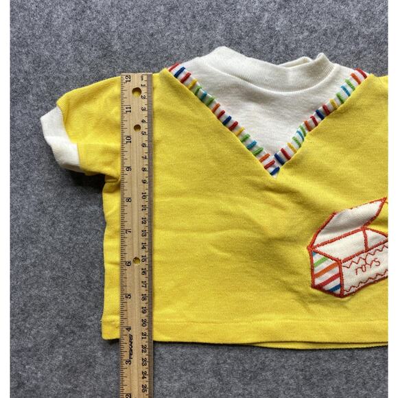 Carter's Shirt Baby 12 Months Yellow Toy Box Applique Rainbow Trim 70s 80s - Picture 3 of 12